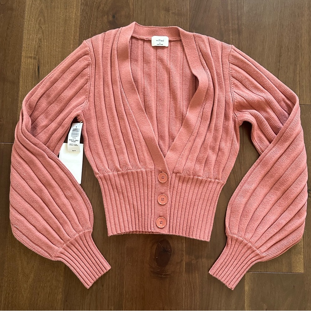 Aritzia Pink Plunge Front Cardigan